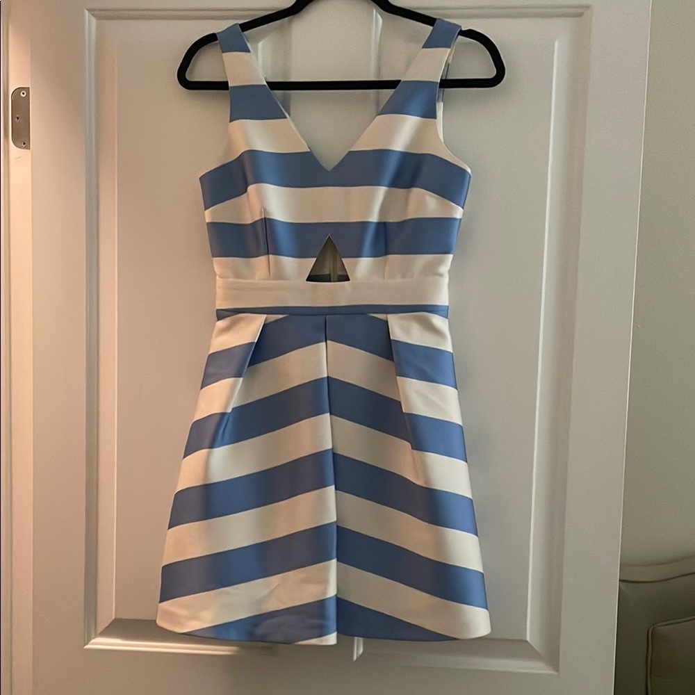 Topshop Blue and White Chevron Dress